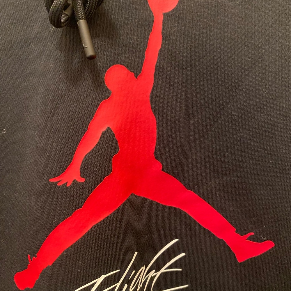 Jordan Black Hoodie with Red Jumpman Logo - Picture 2 of 3